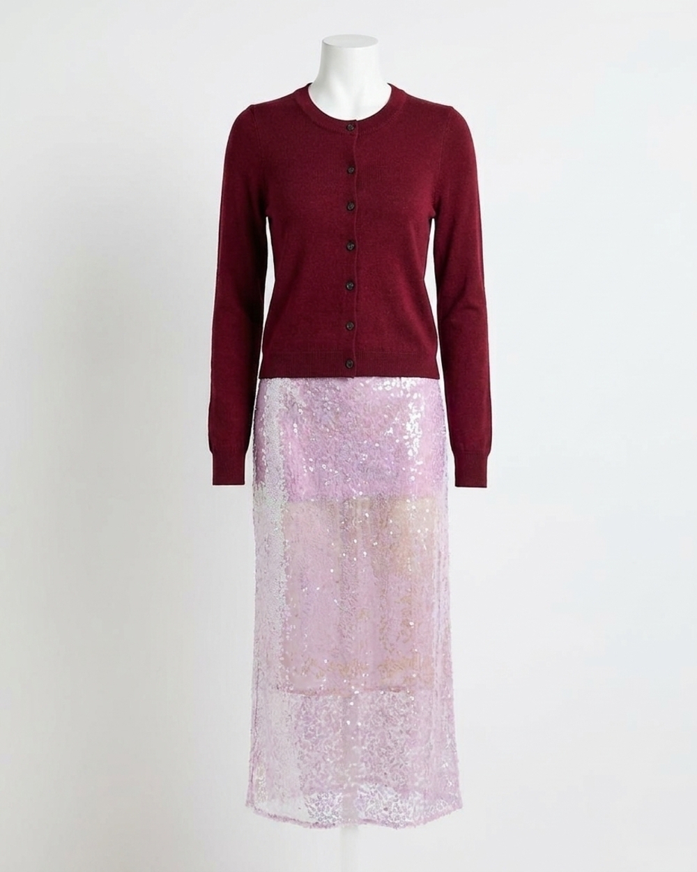 NEW LINE AND DOT women's ayla double layered sweater in burgundy